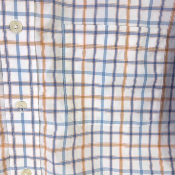 Pendleton Metro Shirt Mens M Blue Orange Plaid Wrinkle Resistant Long Sleeve - Picture 4 of 9